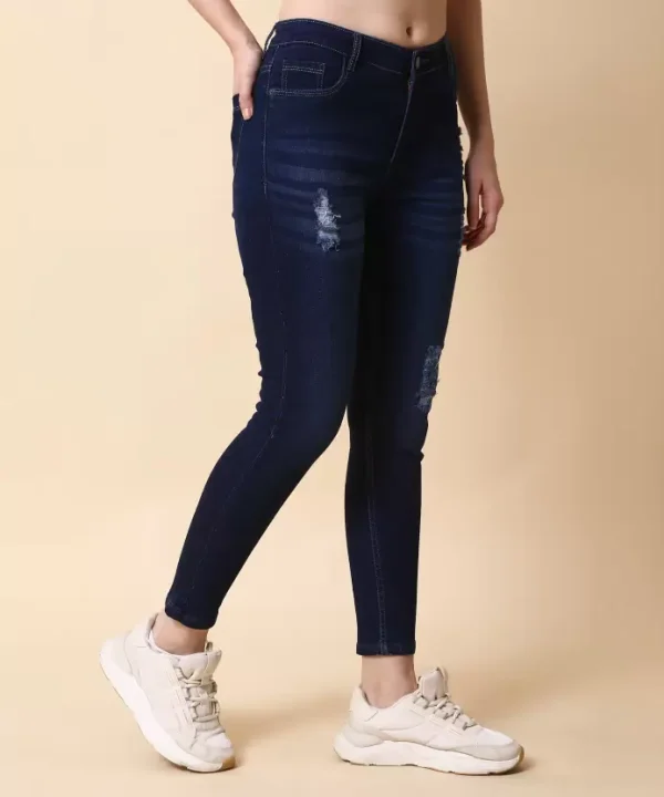 Women Skinny Mid Rise Blue Jeans - Image 2