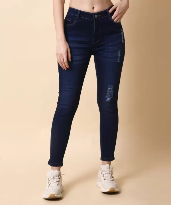 Women Skinny Mid Rise Blue Jeans