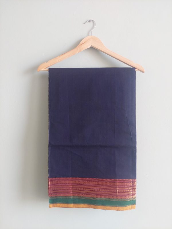 Dark Blue & Dark Pink Chettinad Cotton Saree - Image 2