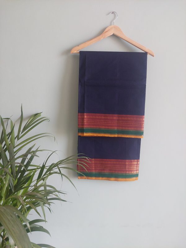 Dark Blue & Dark Pink Chettinad Cotton Saree